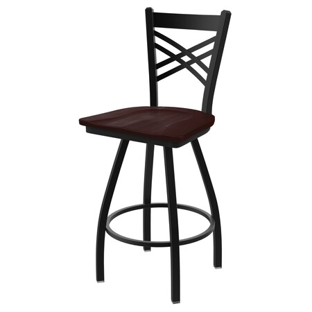 Holland Bar Stool Co 36" Swivel Bar Stool, Black Wrinkle, Dark Cherry Maple Seat 82036BWDCMpl